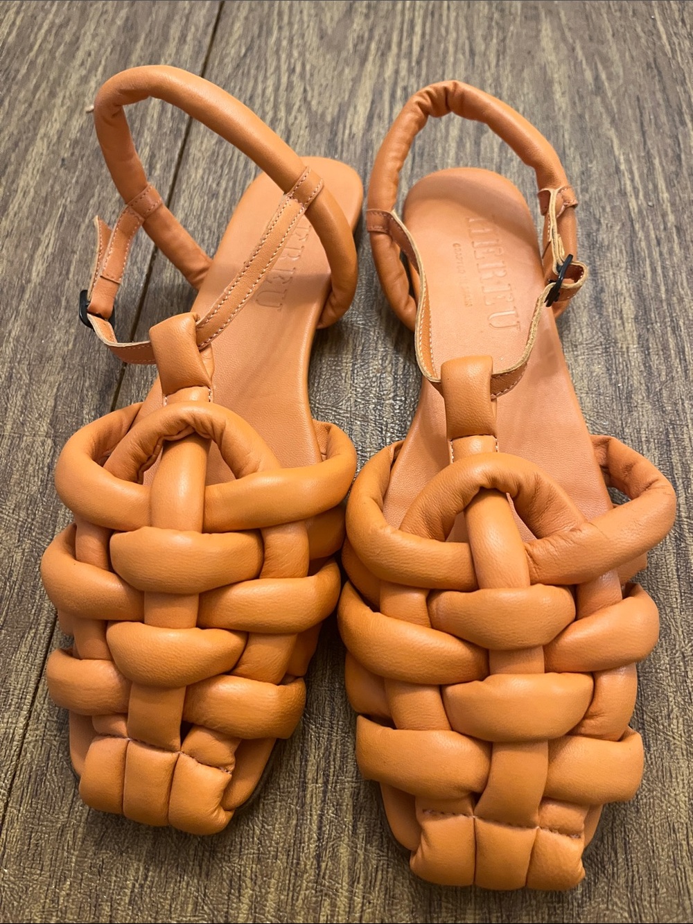 Hereu Cabersa interwoven Leather Slingback Sandals - Orange